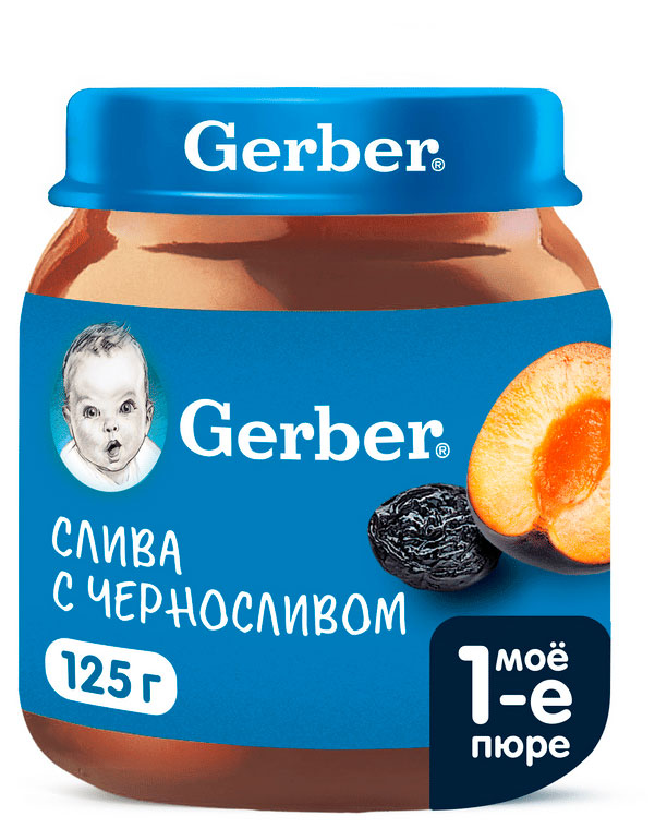 Изображение товара Детское фруктовое пюре Gerber Слива и Чернослив 125 г для малышей от 5 месяцев