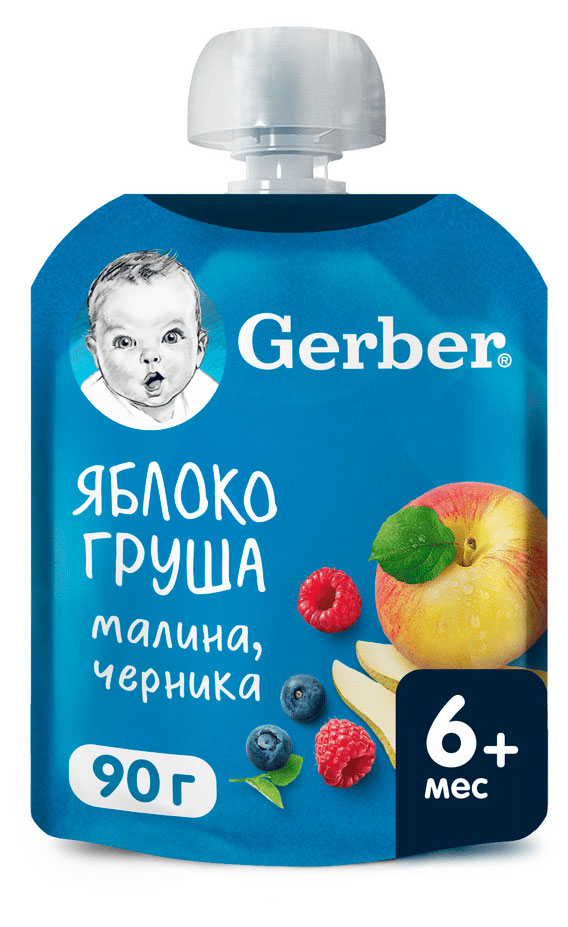 Изображение товара Пюре фруктовое Gerber  Яблоко груша малина черника с 6 мес., 90 г