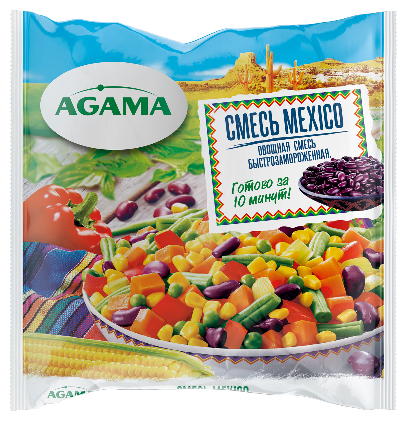 Изображение товара Смесь овощная Agama Mexico микс замороженная, 400 г