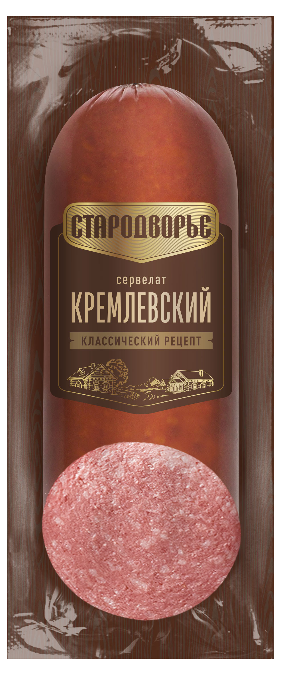 Изображение товара Колбаса Сервелат варено-копченый «Стародворье» Кремлевский полубатон, 350 г