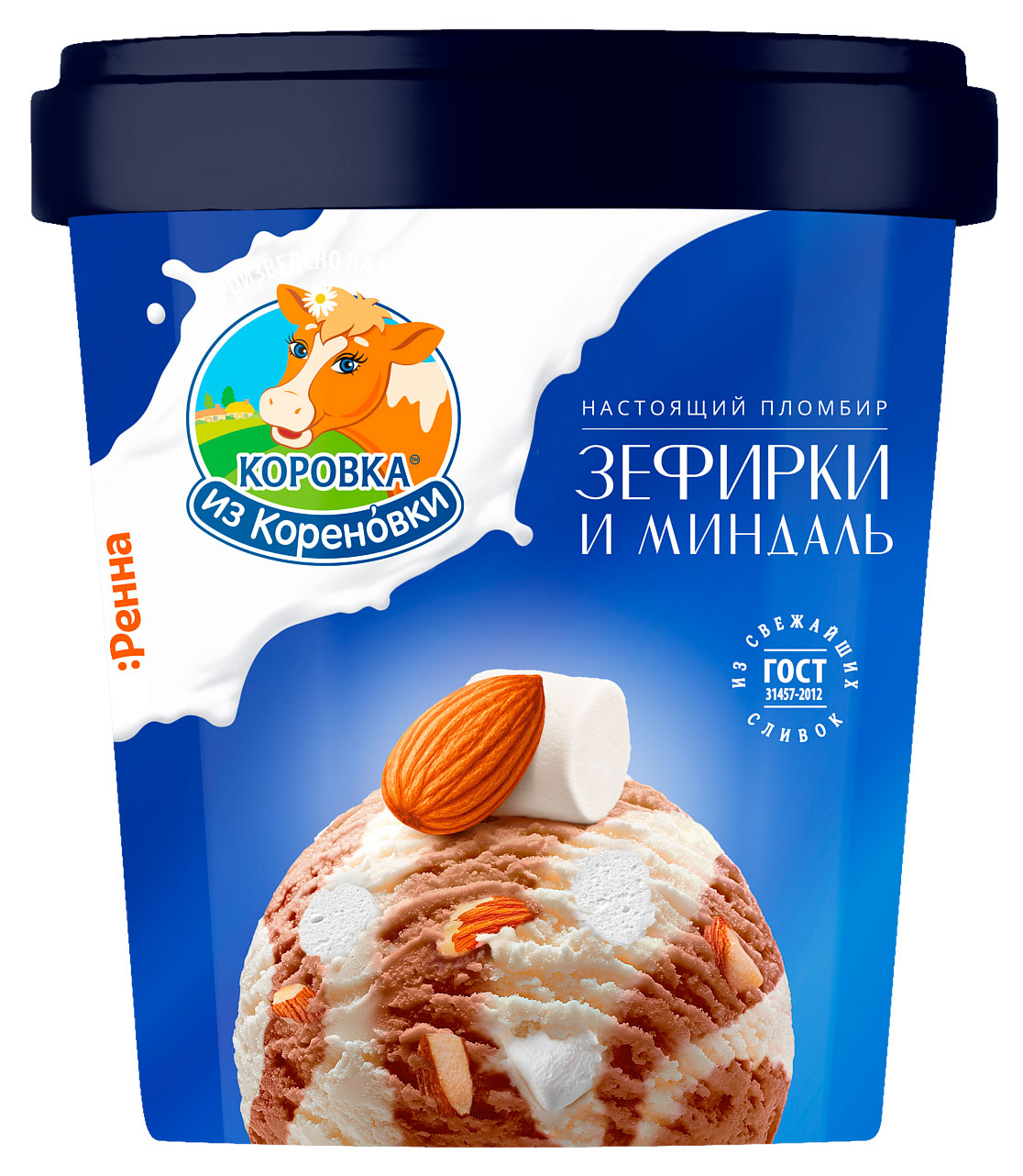 Изображение товара Мороженое пломбир Коровка из Кореновки со зефирками и миндалем 300 г