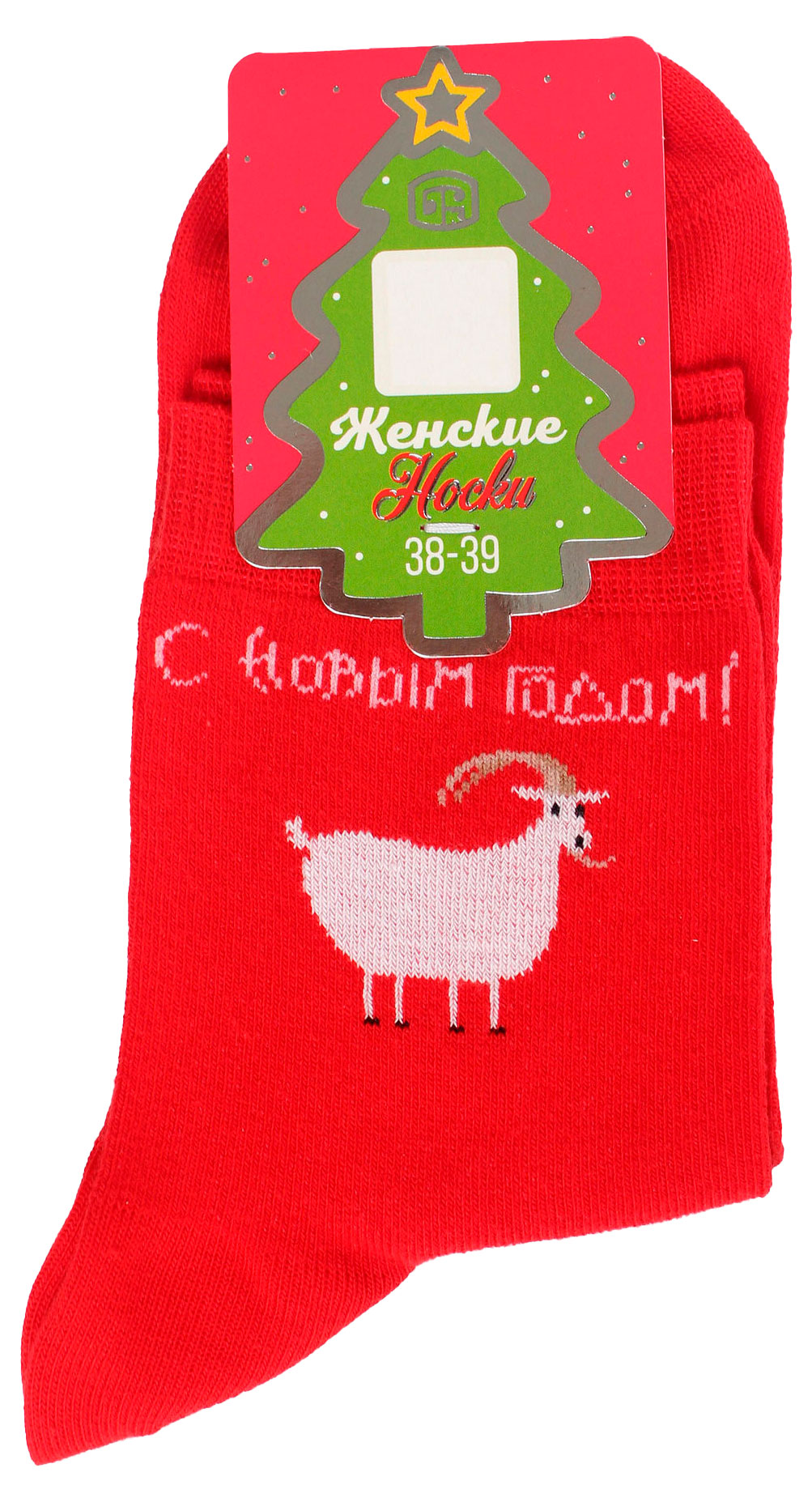 Изображение товара Носки женские «Брестские» Classic С новым годом красные, р. 25