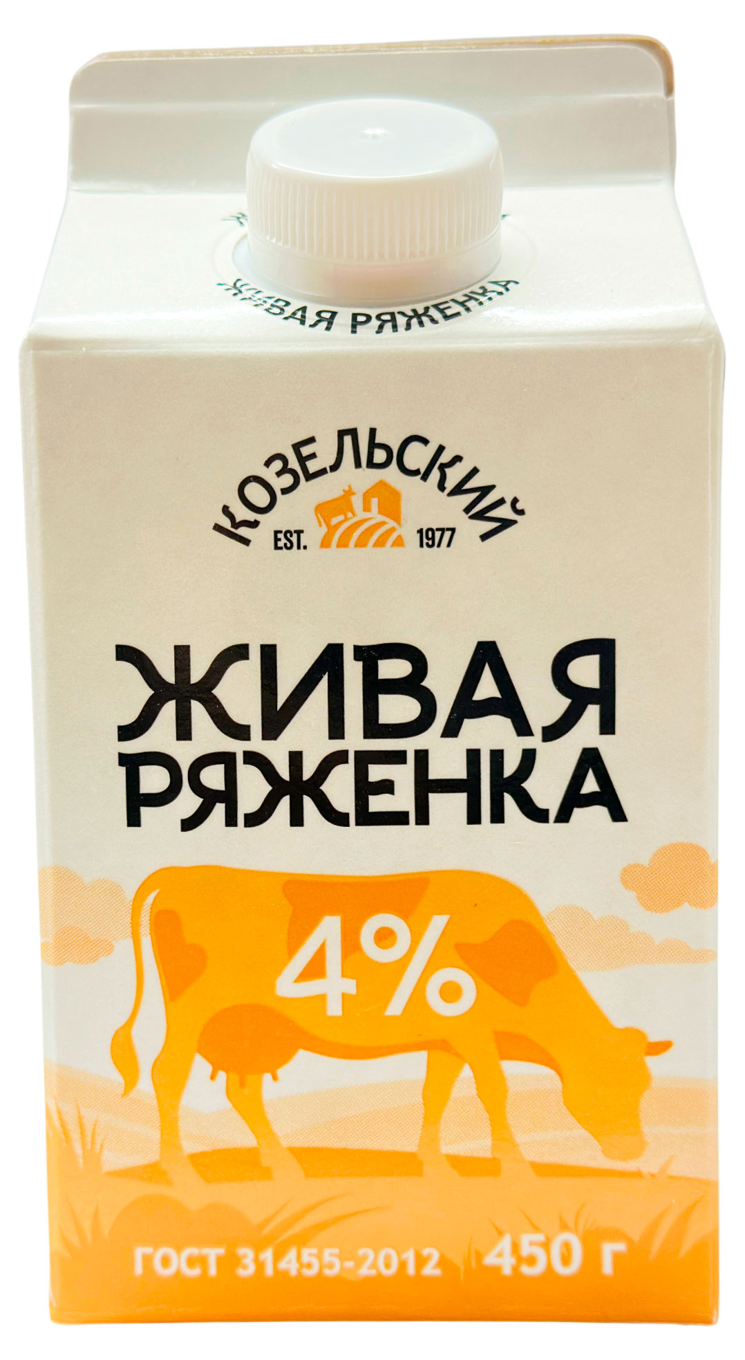 Изображение товара Напиток кисломолочный Ряженка «Козельский молочный завод» 4% БЗМЖ, 450 мл
