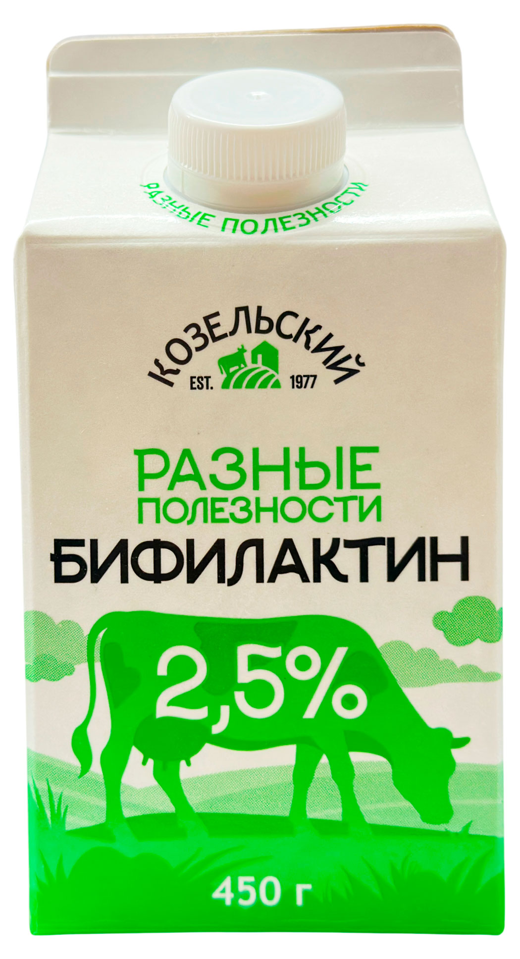 Изображение товара Кисломолочный продукт Бифилактин Козельское молоко 2.5% БЗМЖ, 450 г