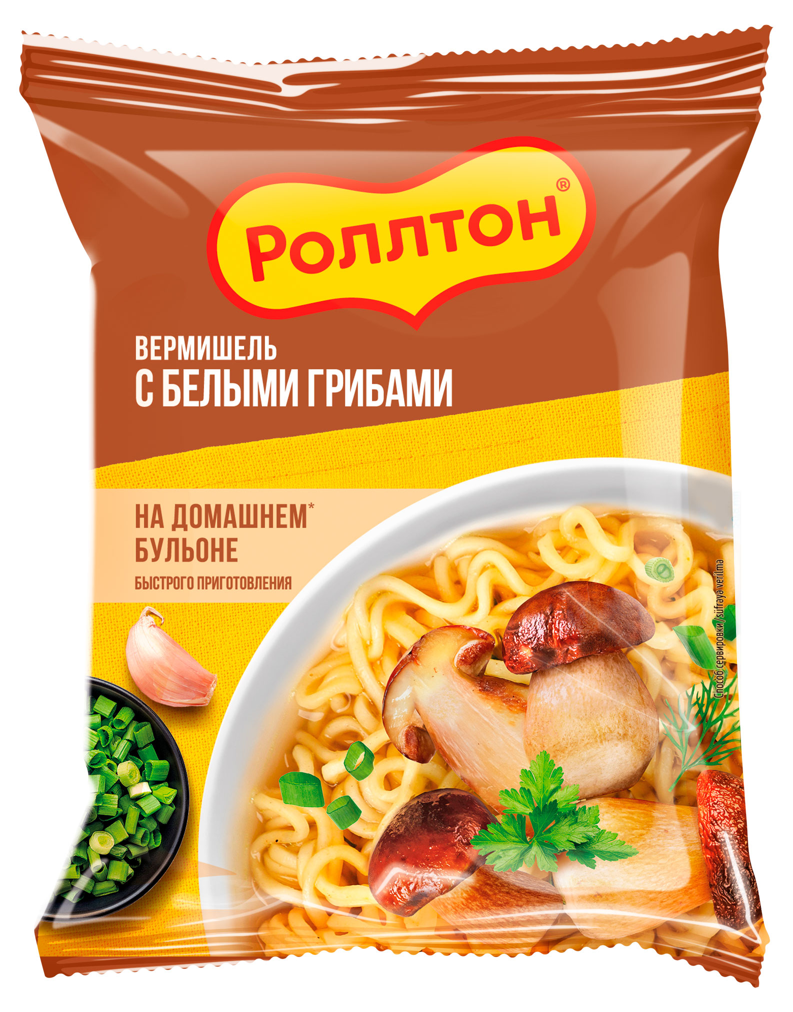 Изображение товара Лапша быстрого приготовления «Роллтон» яичная с грибами, 60 г