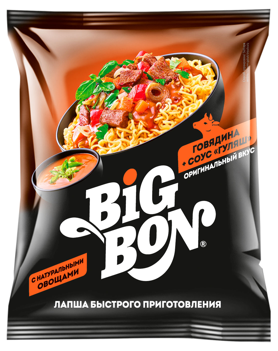 Изображение товара Лапша BIGBON говядина соус гуляш, 75 г