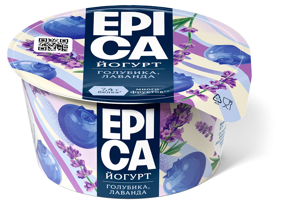 Изображение товара Йогурт густой ложковый EPICA Bouquet с голубикой и лавандой 4.8%, 130 г