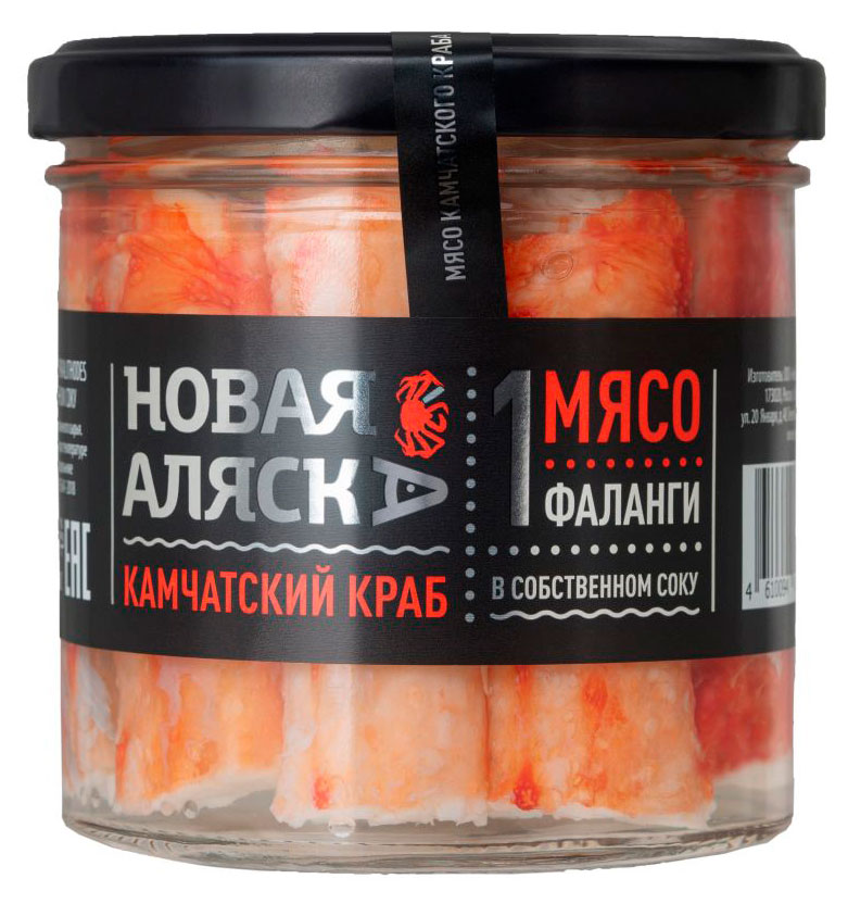 Изображение товара Краб камчатский в собственном соку «Новая Аляска» первая фаланга, 330 г