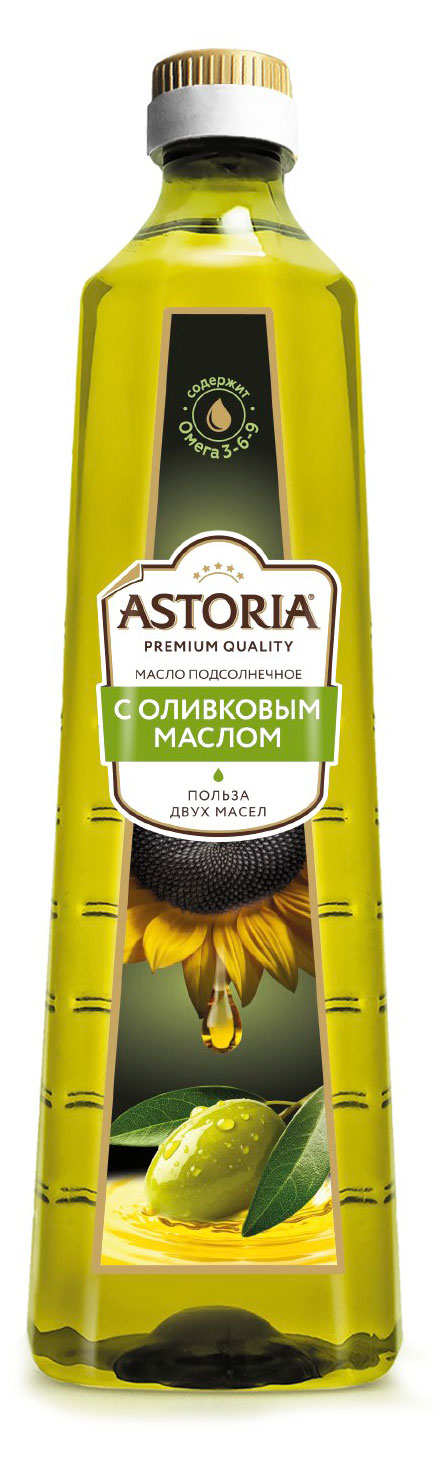 Изображение товара Масло подсолнечное Astoria с добавлением оливкового, 800 мл