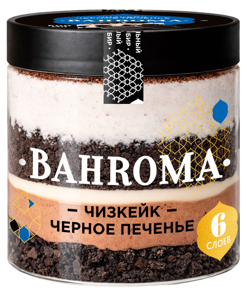 Изображение товара Мороженое слоеное молочное семейное BAHROMA Пломбир Чизкейк со слоями из кусочков черного печенья ведерко Казахстан, 320 г
