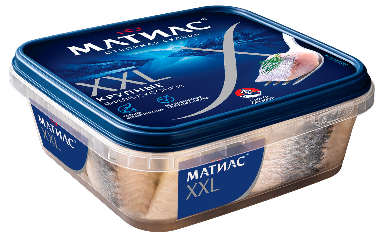 Изображение товара Сельдь слабосоленая в масле «Матиас» XXL крупные филе-кусочки Беларусь, 350 г