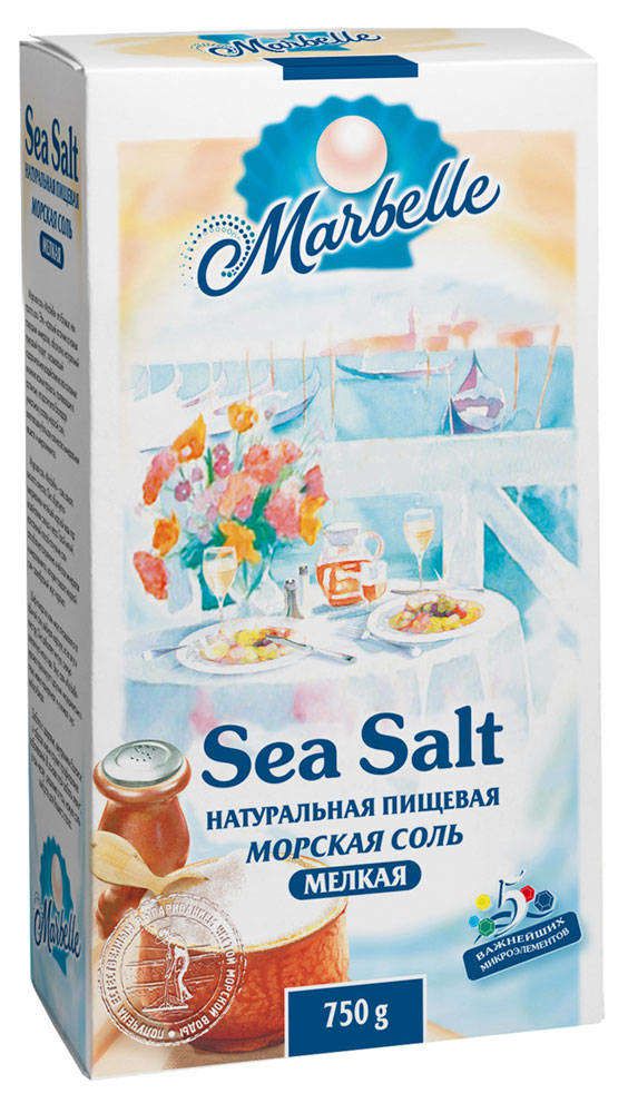 

Соль пищевая Marbelle морская мелкая, 750 г
