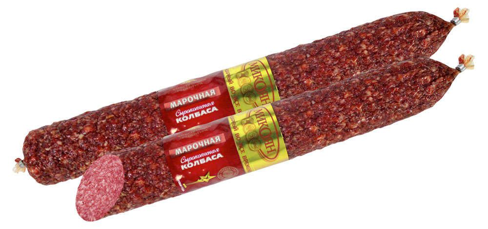 

Колбаса сырокопченая Микоян Марочная (0,3-0,7 кг) , 1 упаковка ~ 0,5 кг