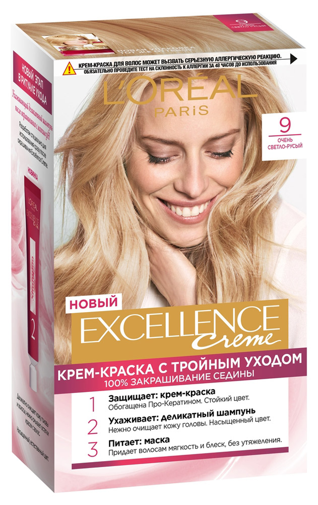 

Крем-краска для волос L'Oreal Paris Excellence светло-русый тон 9, 192 мл