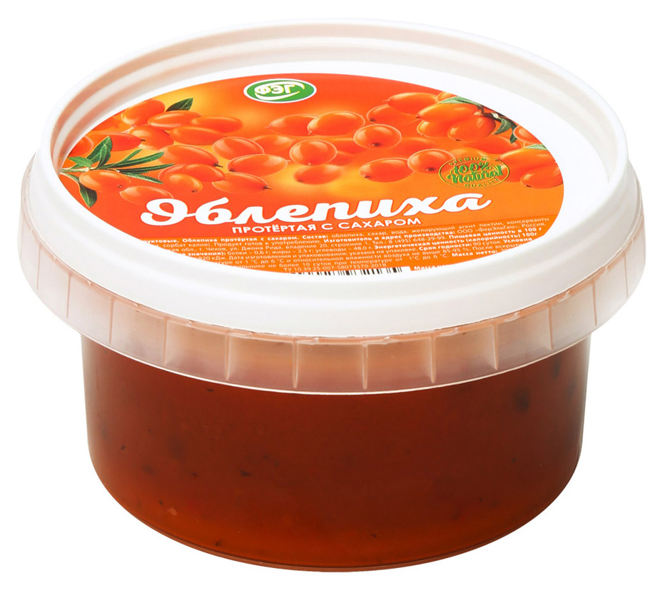 

Облепиха протертая ФЭГ с сахаром, 200 г