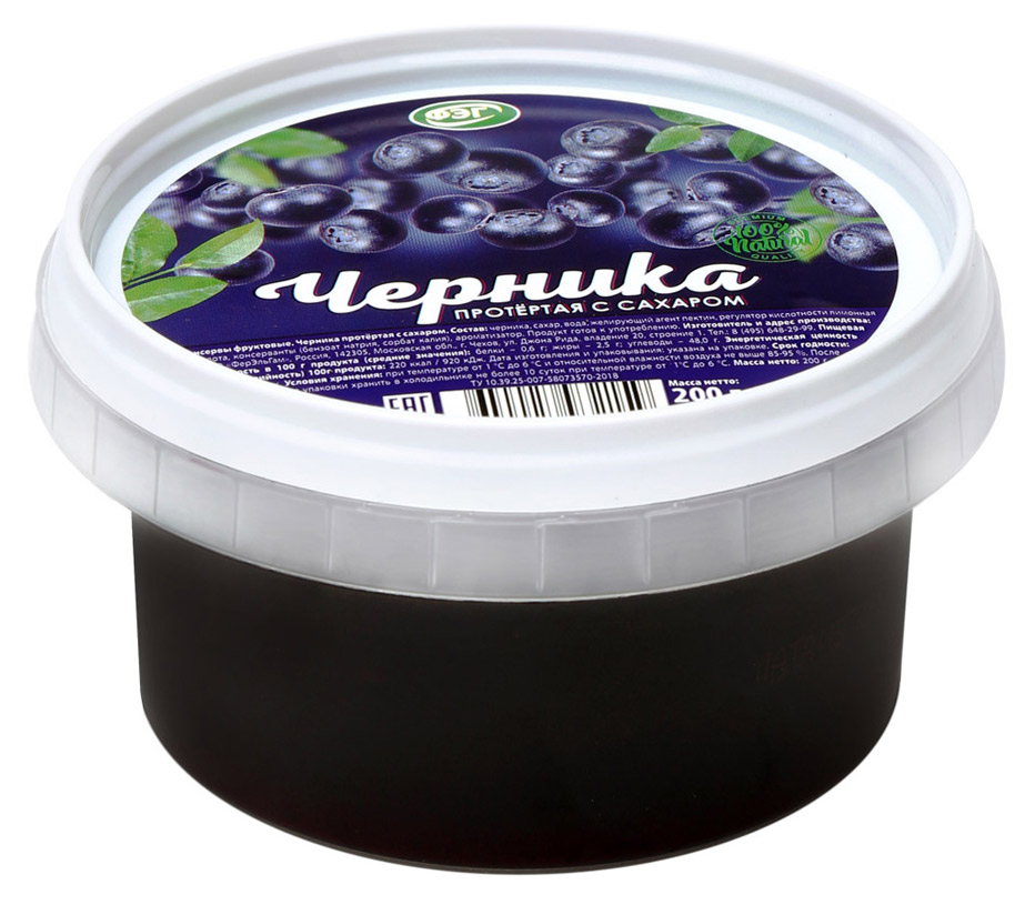 

Черника протертая ФЭГ с сахаром, 200 г