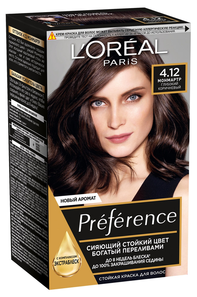 

Краска для волос L'Oreal Paris Preference Монмартр тон 4.12, 174 мл