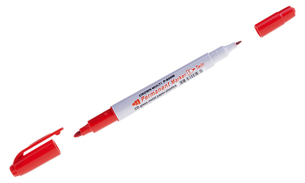 

Маркер перманентный Crown Multi Marker Twin двухсторонний красный