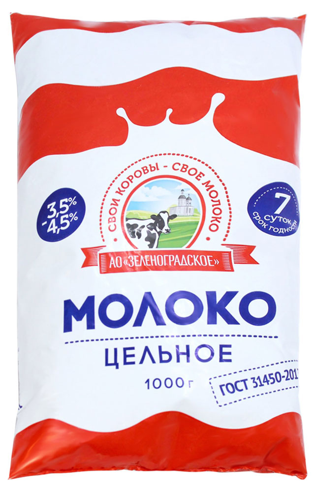 

Молоко питьевое Зеленоградское пастеризованное 3,5-4,5% БЗМЖ, 1 мл