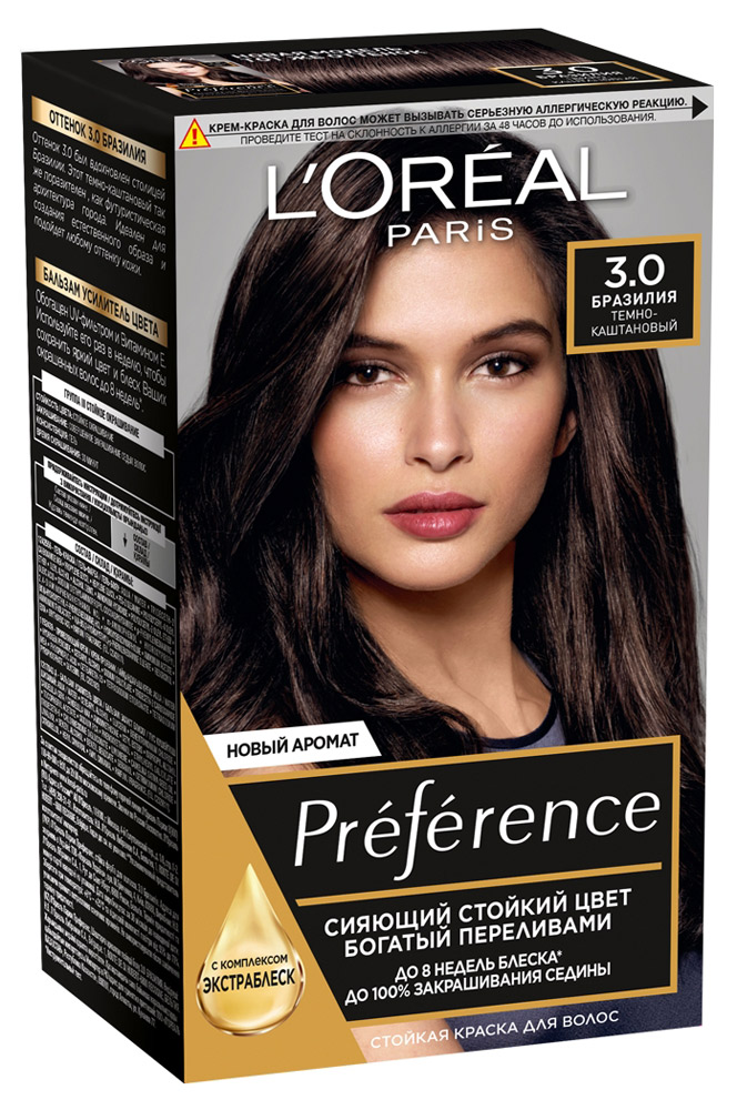 

Краска для волос L'Oreal Paris Preference темно каштановый тон 3, 174 мл
