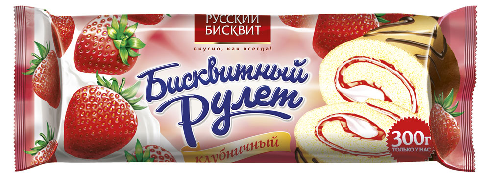 

Рулет бисквитный Русский бисквит Клубничный, 300 г