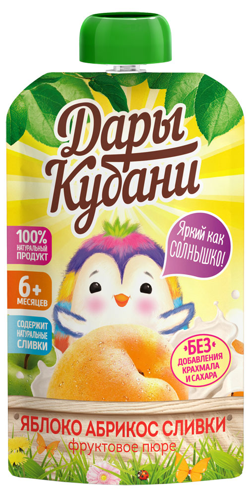 

Пюре фруктовое Дары Кубани яблоко и абрикос со сливками с 6 мес., 90 г