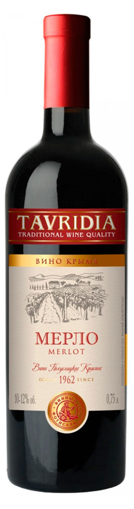 

Вино Tavridia Мерло красное полусладкое Россия, 0,75 л