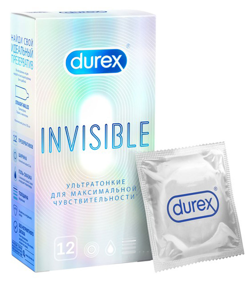 Изображение товара Презервативы Durex Invisible ультратонкие 12 шт, анатомическая форма, смазка