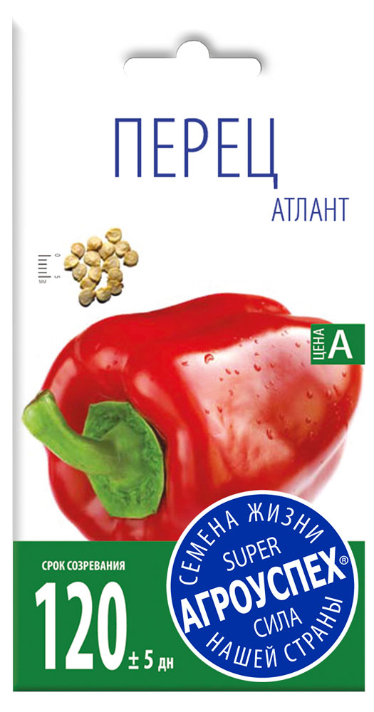 

Семена Перец Агроуспех Атлант среднеспелый крупный, 0,3 г