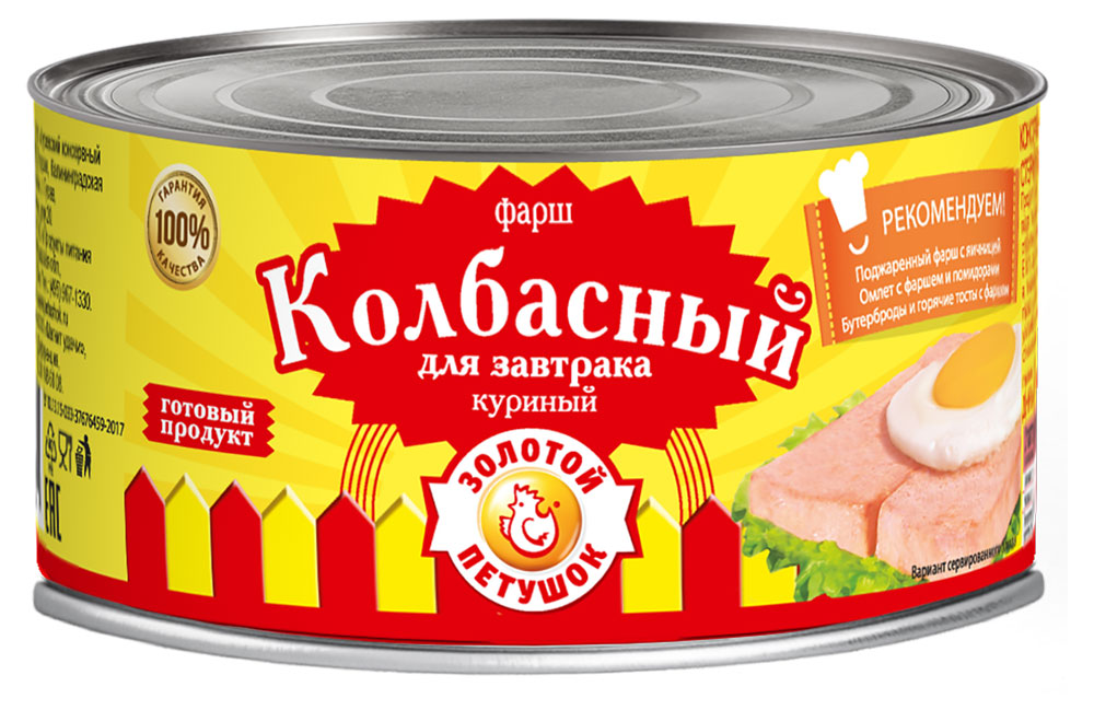 

Фарш колбасный Золотой Петушок для завтрака куриный, 325 г