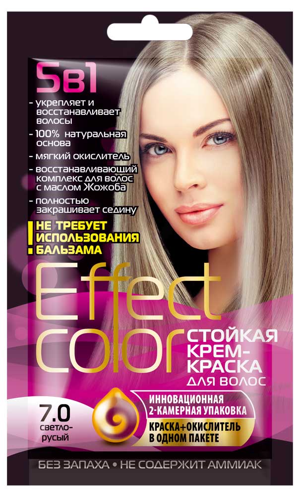 

Крем-краска для волос Фитокосметик Effect Сolor тон светло-русый 7.0, 50 мл