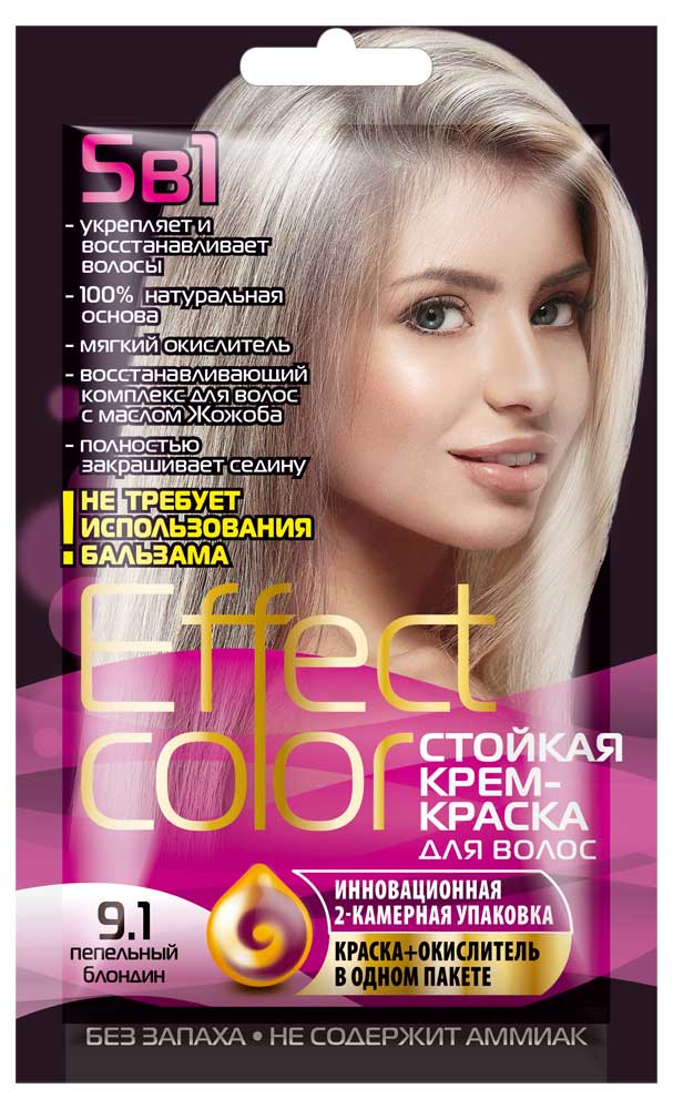 Изображение товара Крем-краска для волос «Фитокосметик» Effect Сolor тон пепельный блондин 9.1, 50 мл