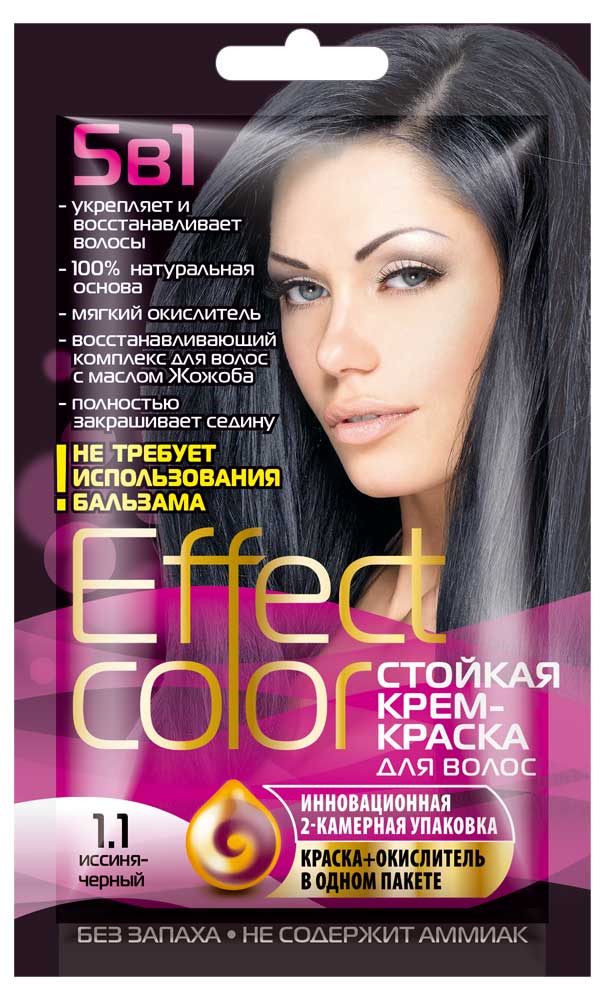 

Крем-краска для волос Фитокосметик Effect Сolor тон иссиня-черный 1.1, 50 мл