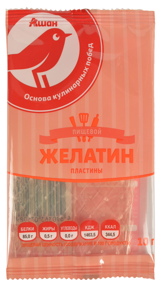 

Желатин пищевой АШАН Красная птица пластины, 10 г