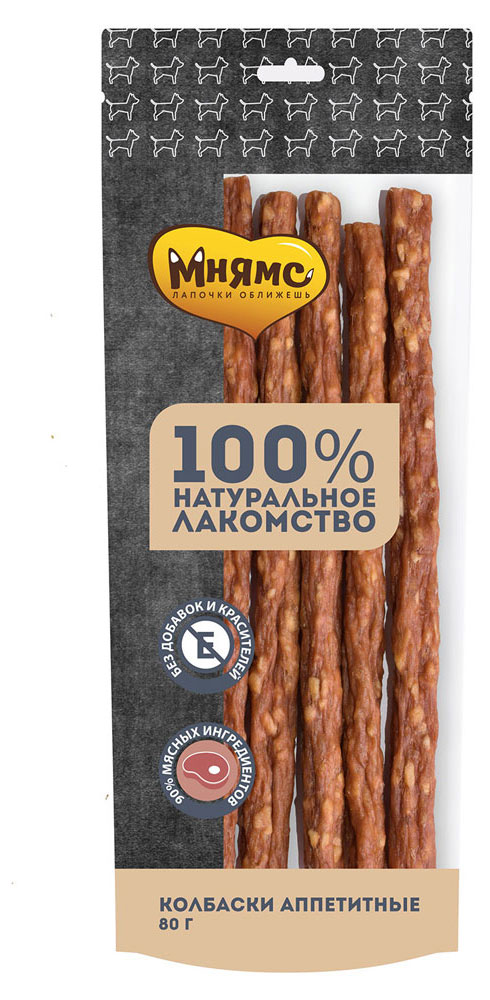

Лакомства для собак Мнямс Колбаски аппетитные, 80 г