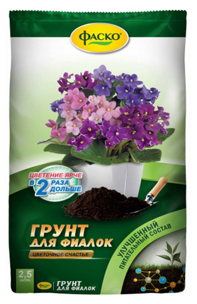 

Грунт Фаско Цветочное счастье для фиалок, 2,5 л