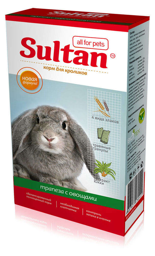 

Корм для кроликов Sultan Трапеза с овощами, 400 г