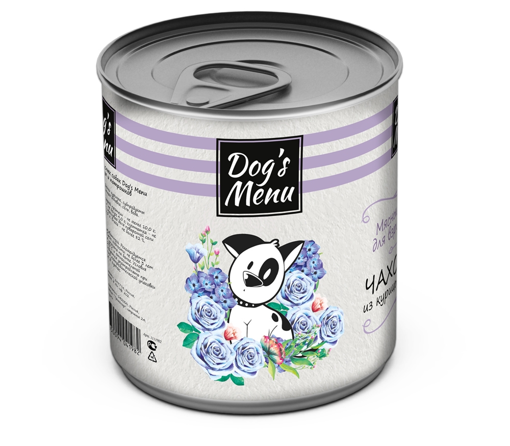 

Консервы для собак взрослых собак Dog`s Menu Чахохбили из курицы и потрошков, 750 г
