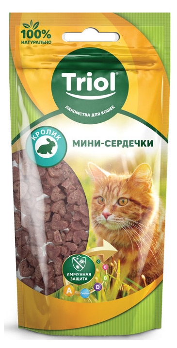 Изображение товара Triol мини-сердечки из кролика для кошек 40 г