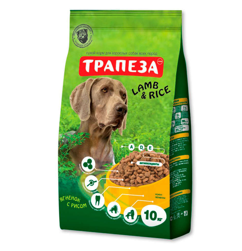 

Сухой корм для собак Трапеза ягненок с рисом, 10 кг