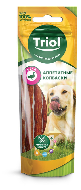 

Лакомство для собак Triol аппетитные колбаски из утки, 40 г