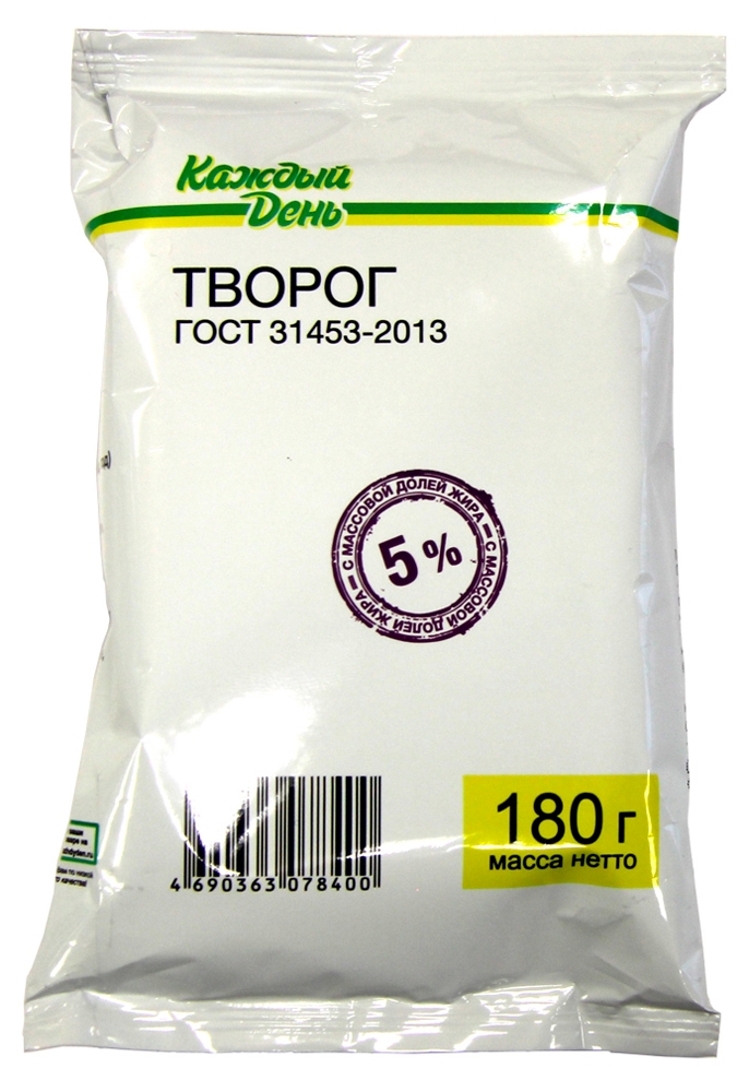 

Творог Каждый день брикет 5% БЗМЖ, 180 г