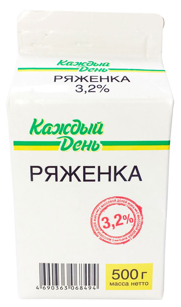 

Ряженка Каждый День 3,2% БЗМЖ, 500 г