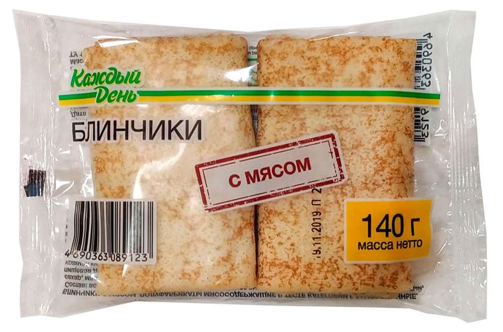 

Блинчики сытные Каждый день с мясом замороженные, 140 г