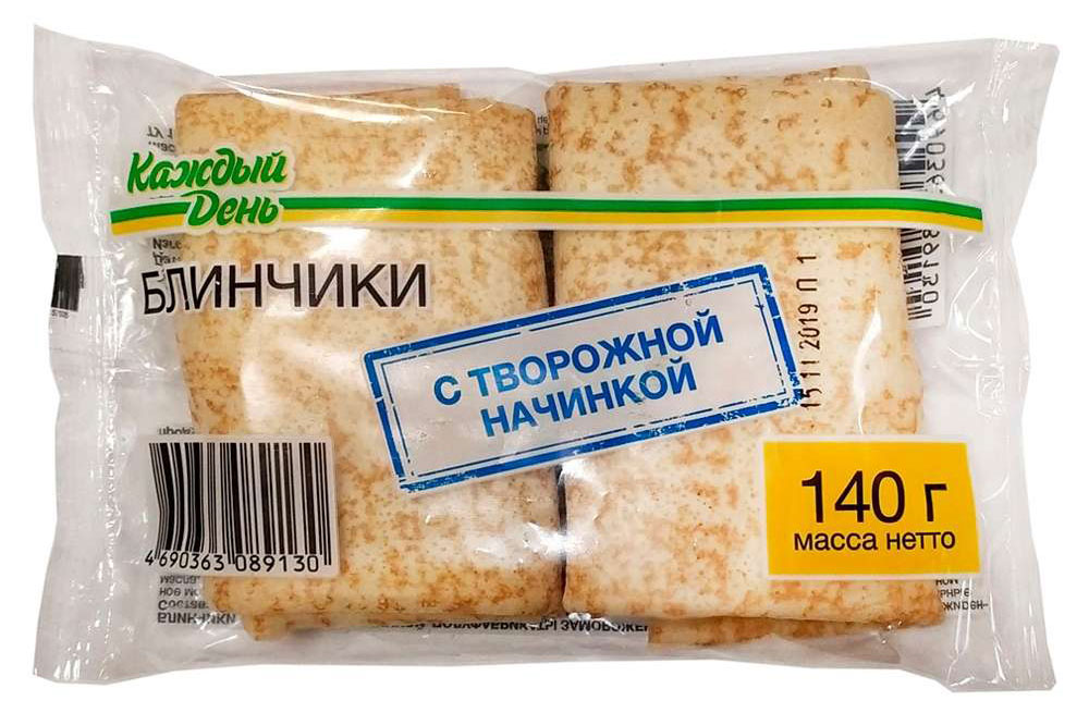

Блинчики сладкие Каждый день с творожной начинкой замороженные, 140 г