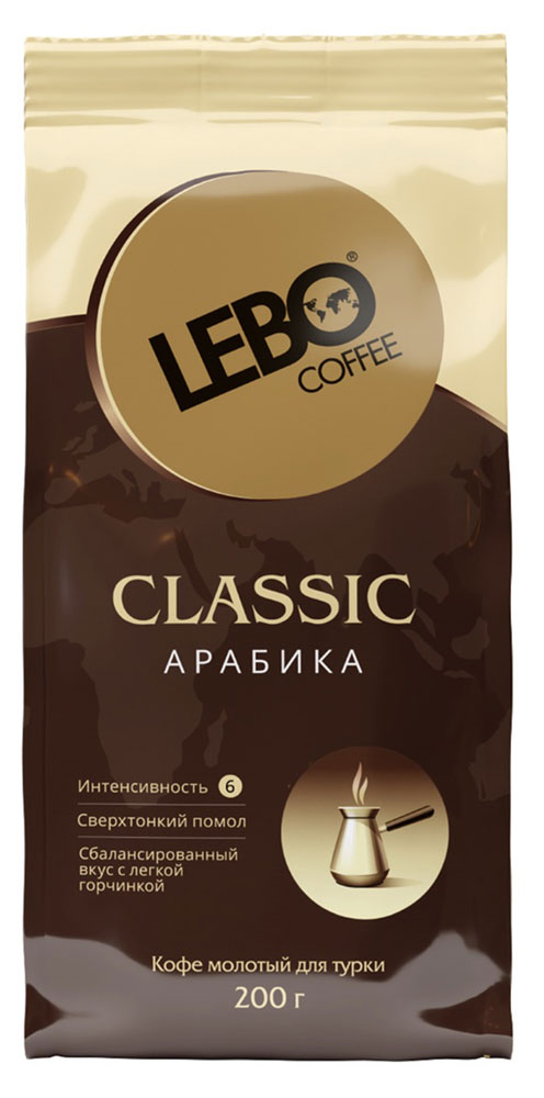 

Кофе молотый Lebo Glassic Арабика для турки, 200 г