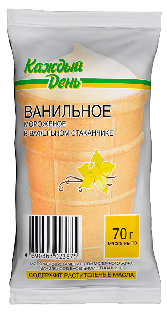 Изображение товара Мороженое молочное «Каждый день» вафельный стаканчик ванильный ЗМЖ, 70 г