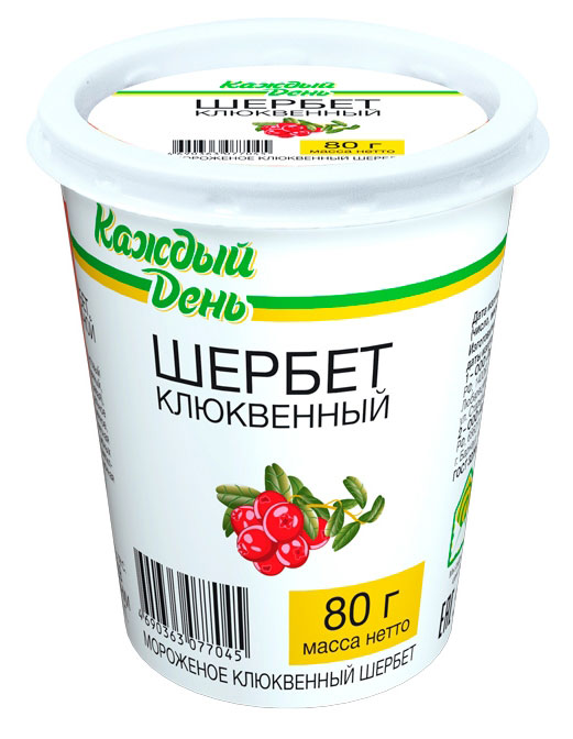 

Мороженое молочное Каждый день Щербет клюквенный, 80 г