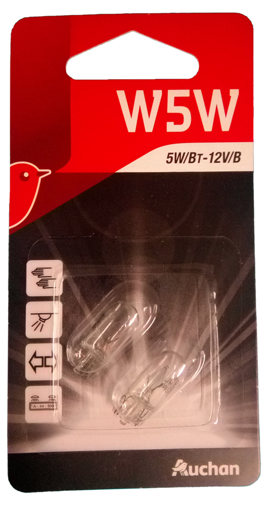 

Лампа автомобильная АШАН Красная птица W5W, 2 шт