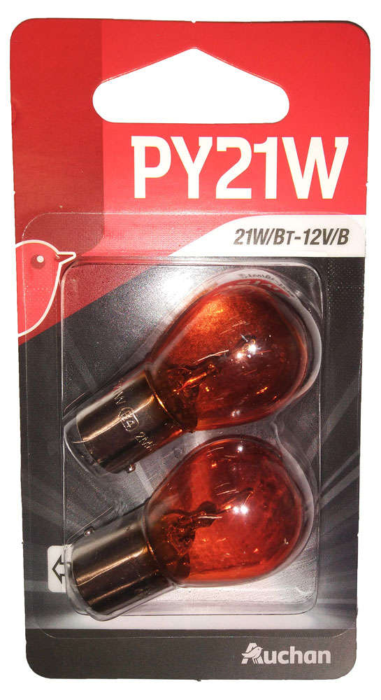 

Лампа автомобильная АШАН Красная птица PY21W, 2 шт